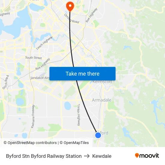 Byford Stn Byford Railway Station to Kewdale map