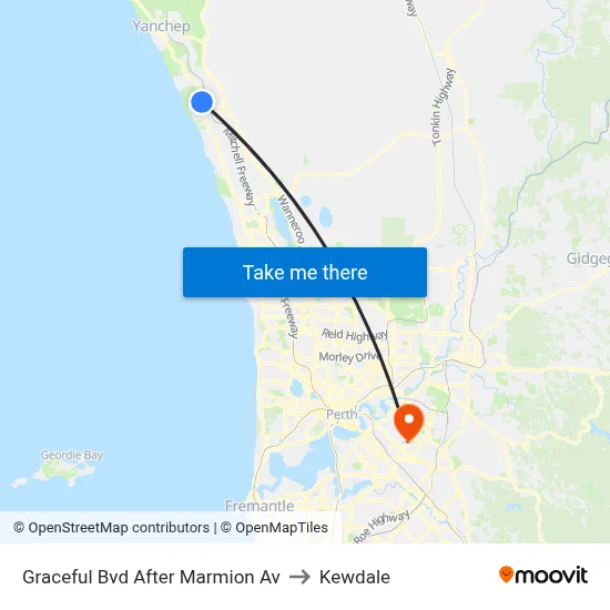 Graceful Bvd After Marmion Av to Kewdale map