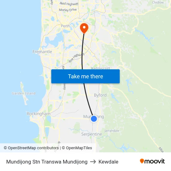 Mundijong Stn Transwa Mundijong to Kewdale map