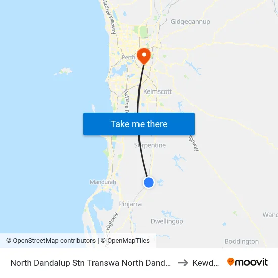 North Dandalup Stn Transwa North Dandalup to Kewdale map