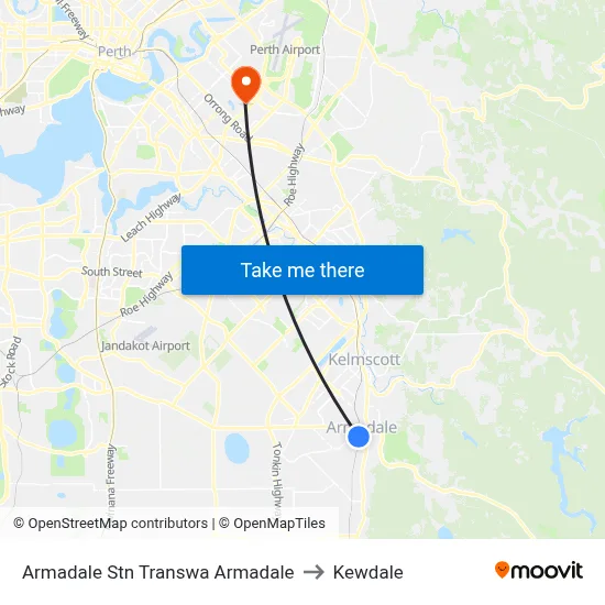 Armadale Stn Transwa Armadale to Kewdale map
