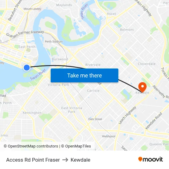 Access Rd Point Fraser to Kewdale map