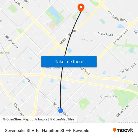 Sevenoaks St After Hamilton St to Kewdale map