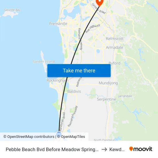 Pebble Beach Bvd Before Meadow Springs Dr to Kewdale map