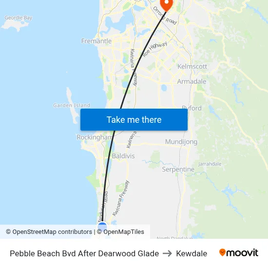 Pebble Beach Bvd After Dearwood Glade to Kewdale map
