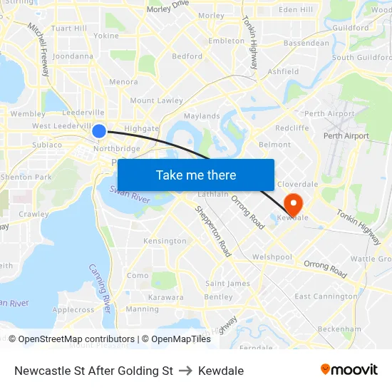 Newcastle St After Golding St to Kewdale map