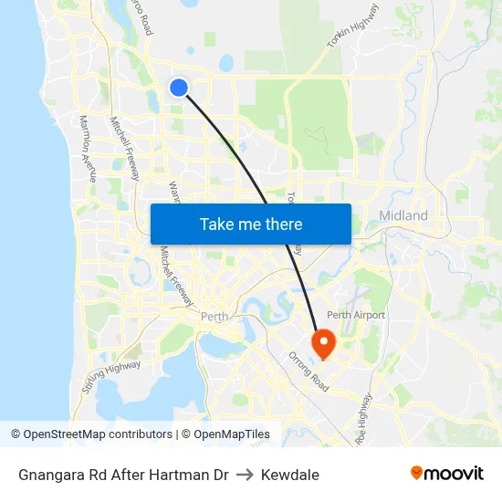 Gnangara Rd After Hartman Dr to Kewdale map