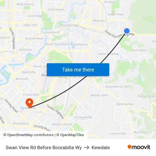 Swan View Rd Before Boorabilla Wy to Kewdale map