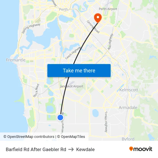 Barfield Rd After Gaebler Rd to Kewdale map