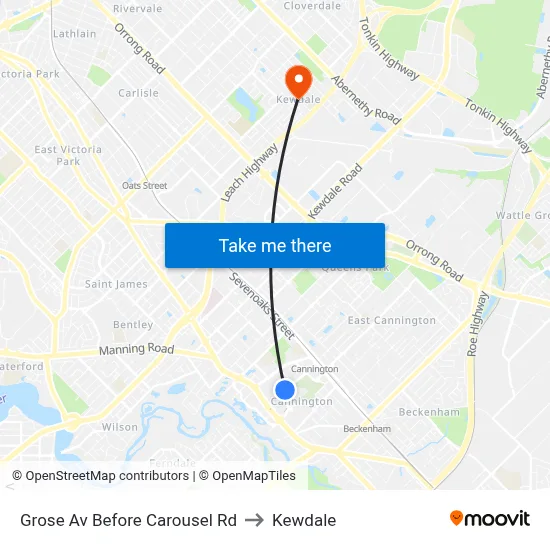 Grose Av Before Carousel Rd to Kewdale map