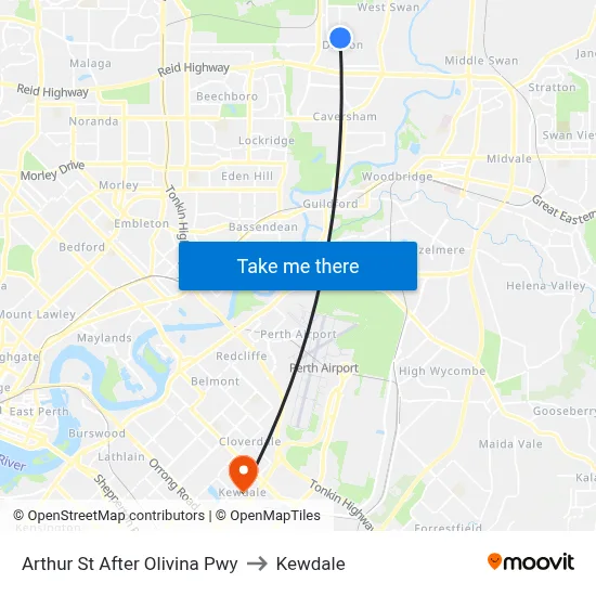 Arthur St After Olivina Pwy to Kewdale map