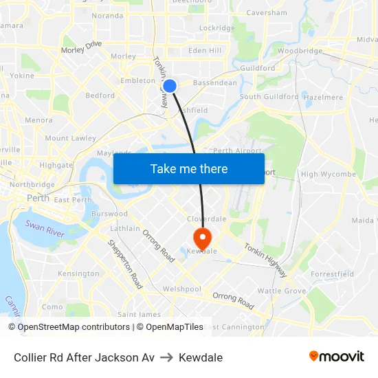 Collier Rd After Jackson Av to Kewdale map