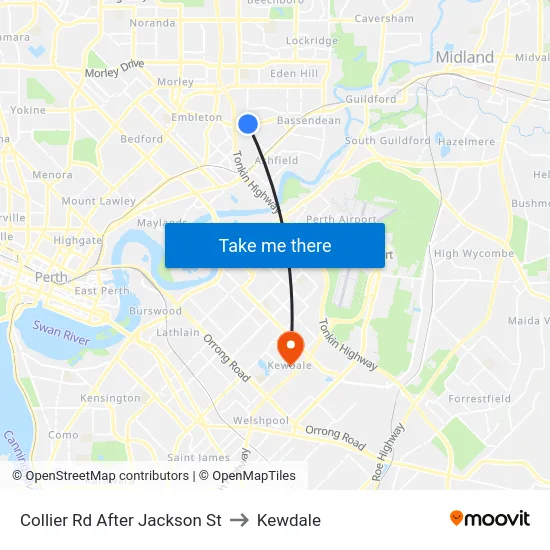 Collier Rd After Jackson St to Kewdale map