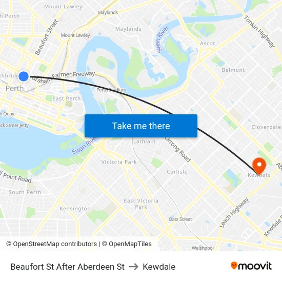 Beaufort St After Aberdeen St to Kewdale map