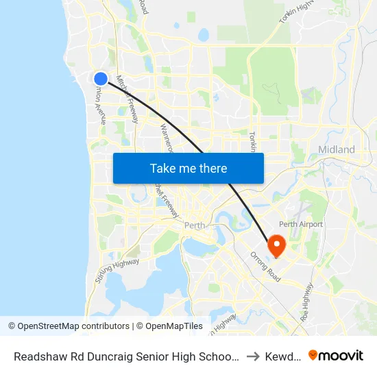 Readshaw Rd Duncraig Senior High School Stand 4 to Kewdale map