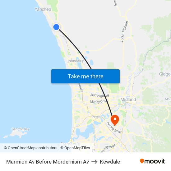 Marmion Av Before Mordernism Av to Kewdale map