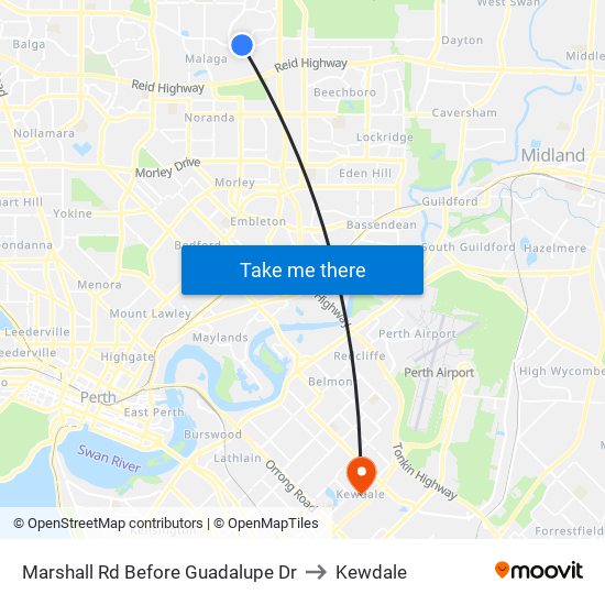 Marshall Rd Before Guadalupe Dr to Kewdale map