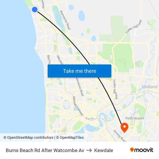 Burns Beach Rd After Watcombe Av to Kewdale map