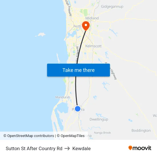 Sutton St After Country Rd to Kewdale map