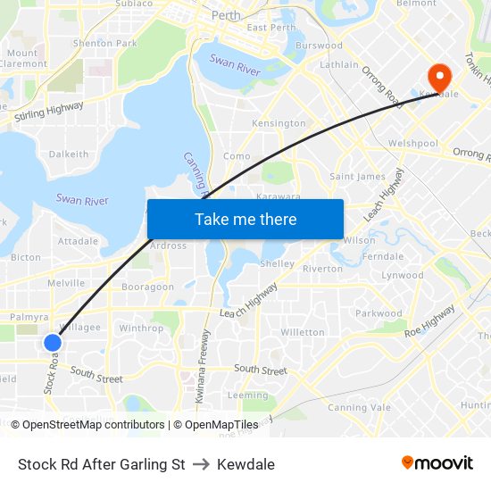 Stock Rd After Garling St to Kewdale map