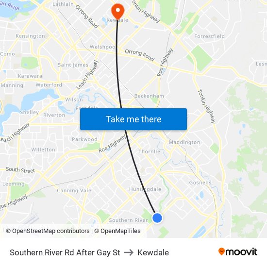 Southern River Rd After Gay St to Kewdale map