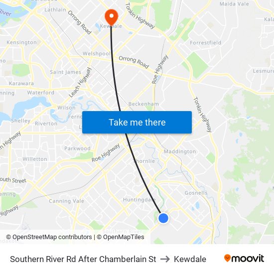 Southern River Rd After Chamberlain St to Kewdale map