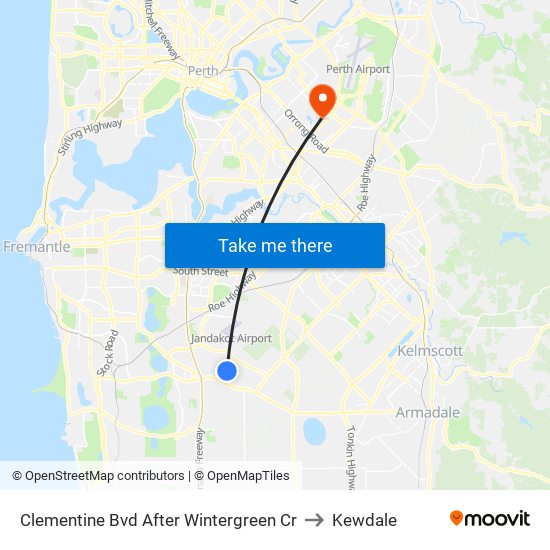 Clementine Bvd After Wintergreen Cr to Kewdale map