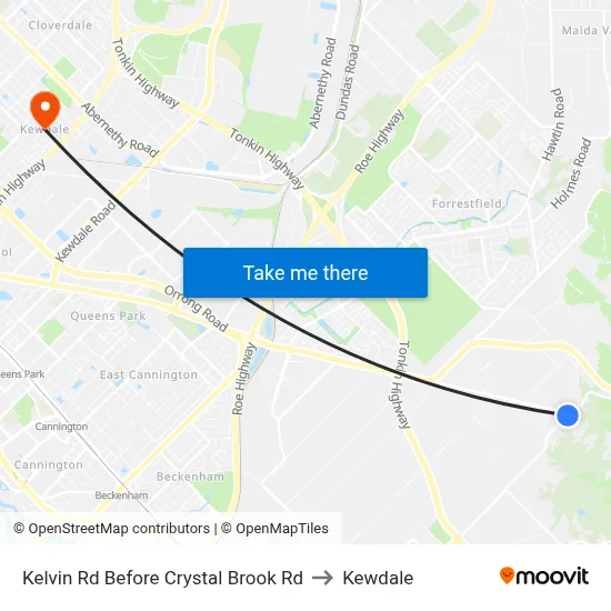 Kelvin Rd Before Crystal Brook Rd to Kewdale map