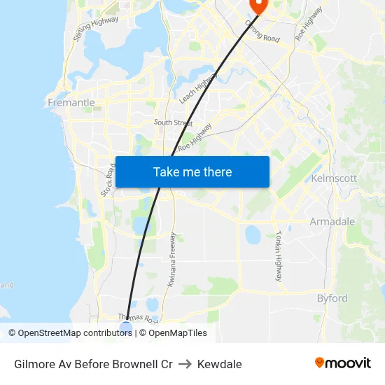 Gilmore Av Before Brownell Cr to Kewdale map