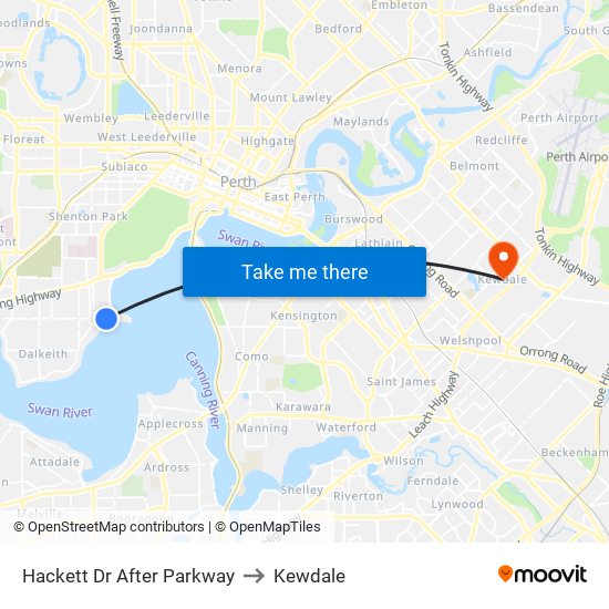 Hackett Dr After Parkway to Kewdale map