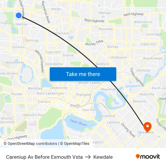 Careniup Av Before  Exmouth Vsta to Kewdale map