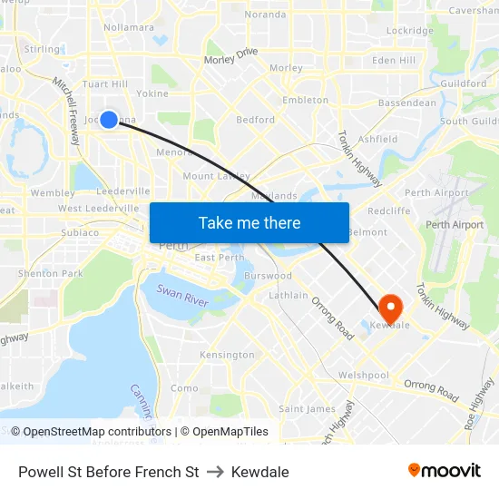 Powell St Before French St to Kewdale map