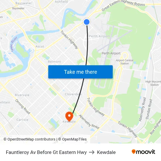Fauntleroy Av Before Gt Eastern Hwy to Kewdale map