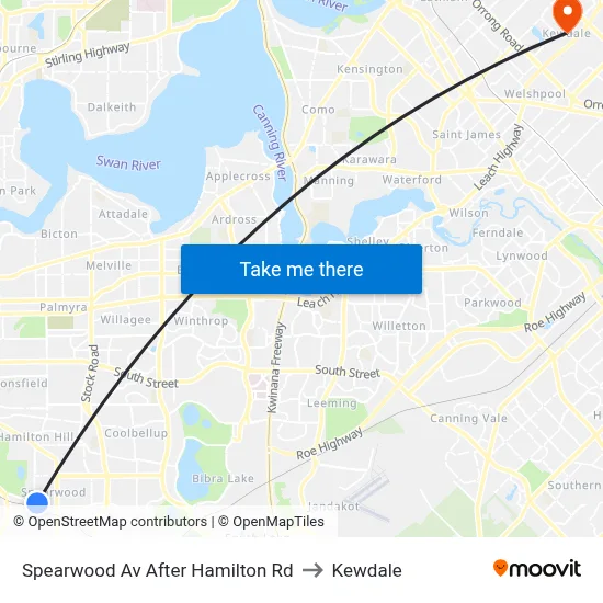 Spearwood Av After Hamilton Rd to Kewdale map