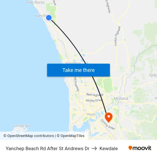 Yanchep Beach Rd After St Andrews Dr to Kewdale map