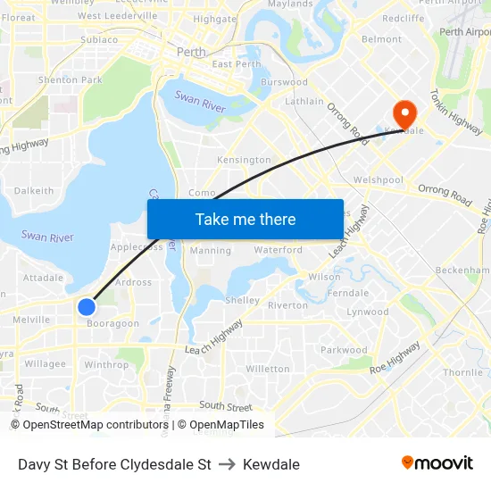 Davy St Before Clydesdale St to Kewdale map