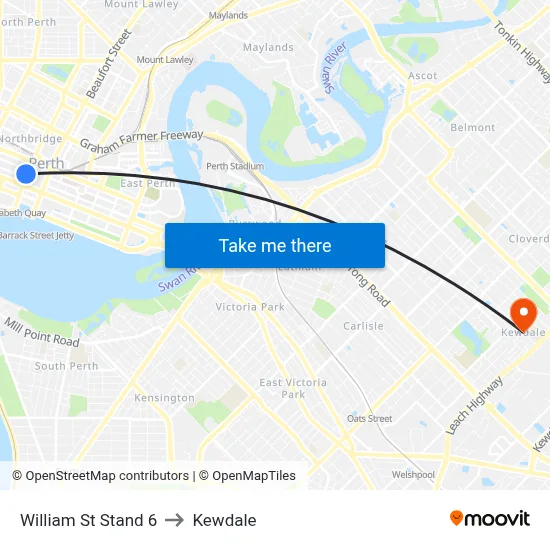 William St Stand 6 to Kewdale map
