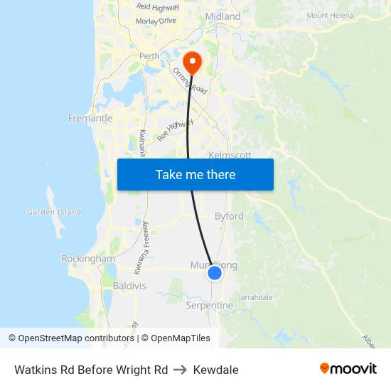 Watkins Rd Before Wright Rd to Kewdale map