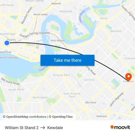 William St Stand 2 to Kewdale map
