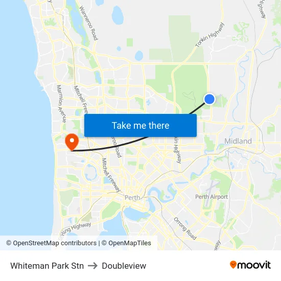 Whiteman Park Stn to Doubleview map