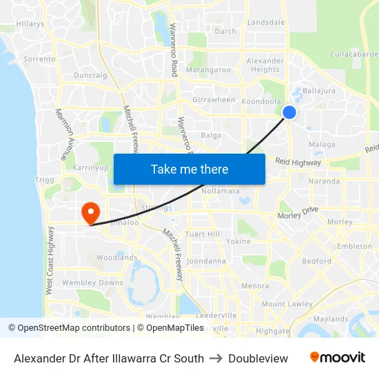 Alexander Dr After Illawarra Cr South to Doubleview map