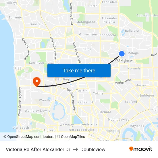 Victoria Rd After Alexander Dr to Doubleview map