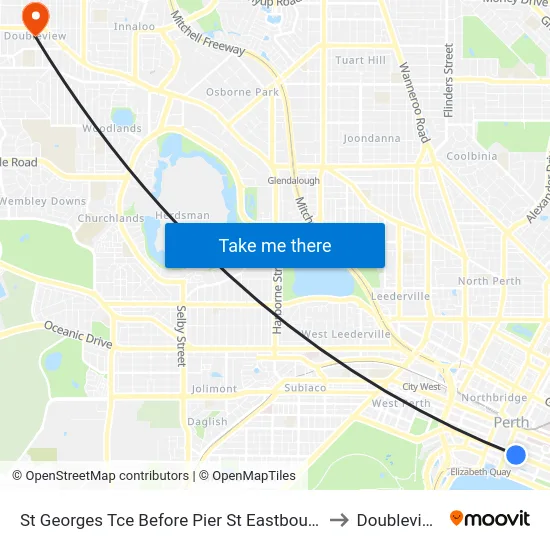 St Georges Tce Before Pier St Eastbound to Doubleview map