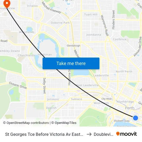 St Georges Tce Before Victoria Av Eastbound to Doubleview map