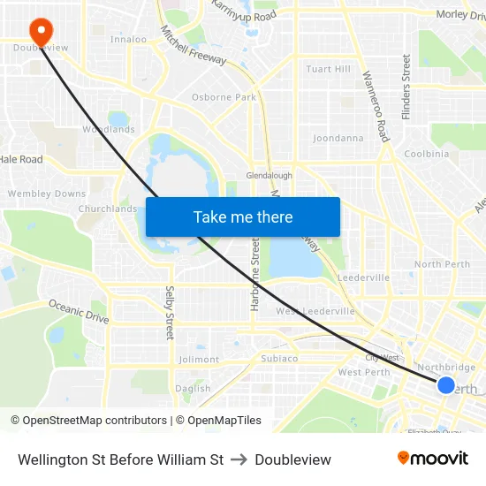 Wellington St Before William St to Doubleview map