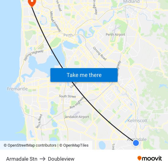 Armadale Stn to Doubleview map