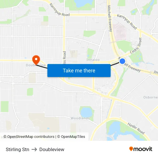 Stirling Stn to Doubleview map