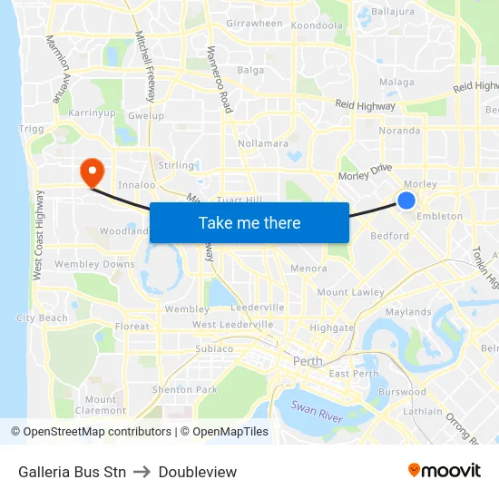 Galleria Bus Stn to Doubleview map