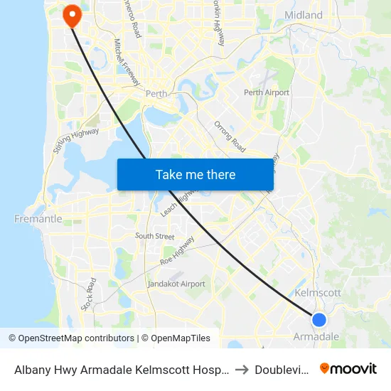 Albany Hwy Armadale Kelmscott Hospital to Doubleview map