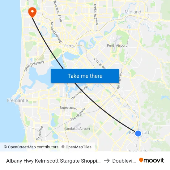Albany Hwy Kelmscott Stargate Shopping Ctr to Doubleview map